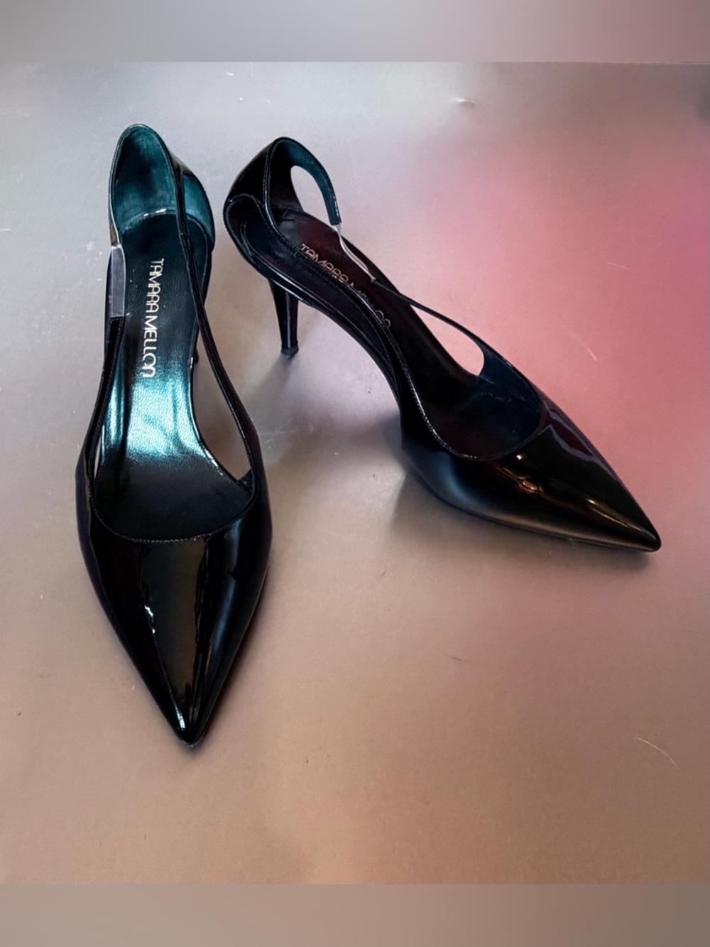 Tamara Mellon Black Patent Pointed Slingback Pumps 37.5 - Picture 3 of 7